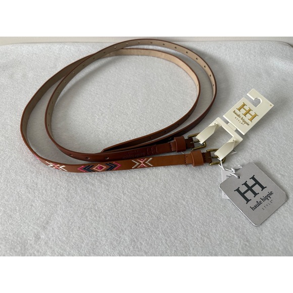 Haute Hippie Accessories - Haute Hippie Style Embroidered Belt Brown Cognac M NWT‎ Boho Western